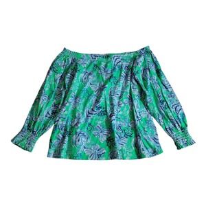 Lilly Pulitzer Green and Blue Floral Blouse